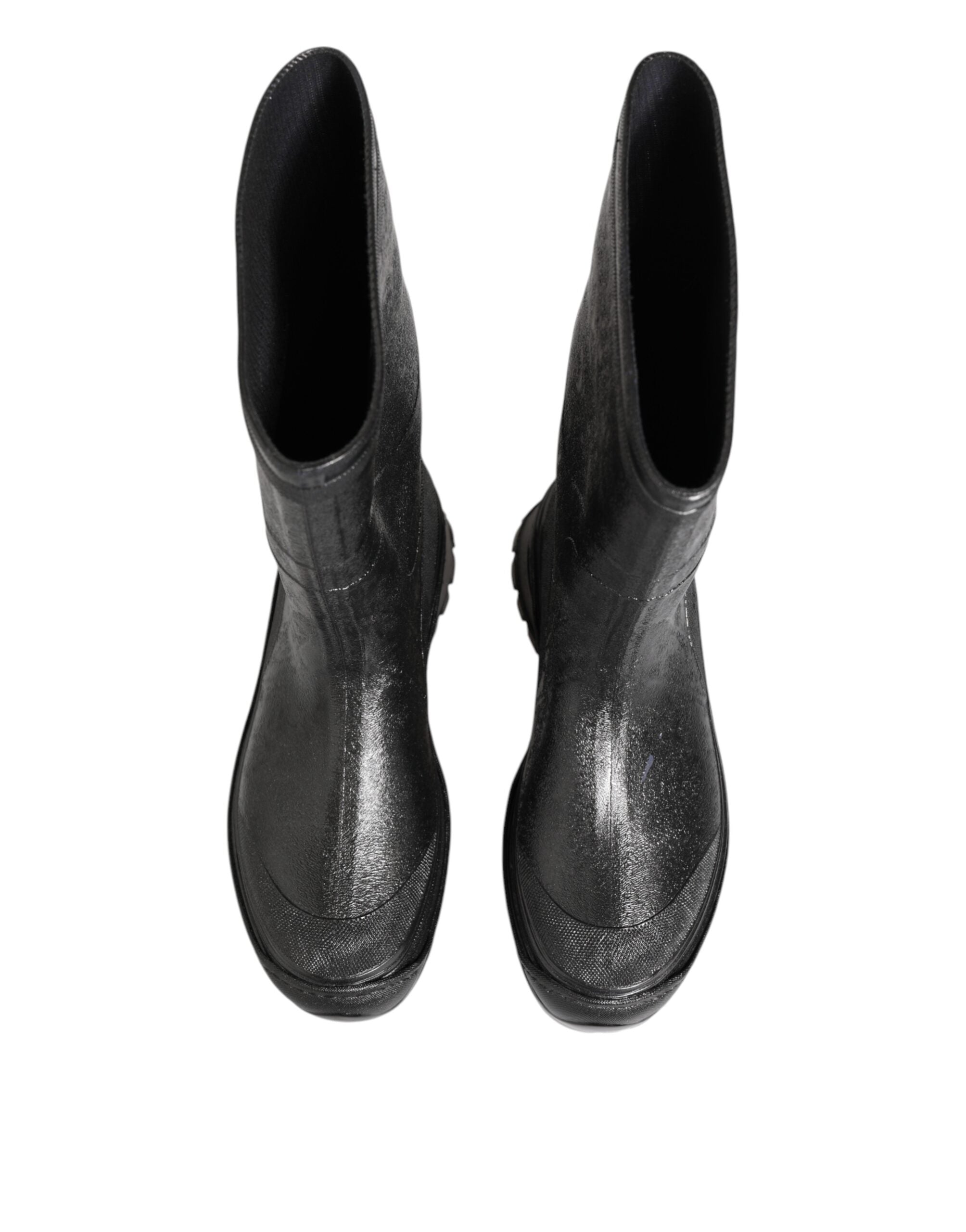 Dolce &amp; Gabbana Metallic Sorte Pull On Gummistøvler Sko