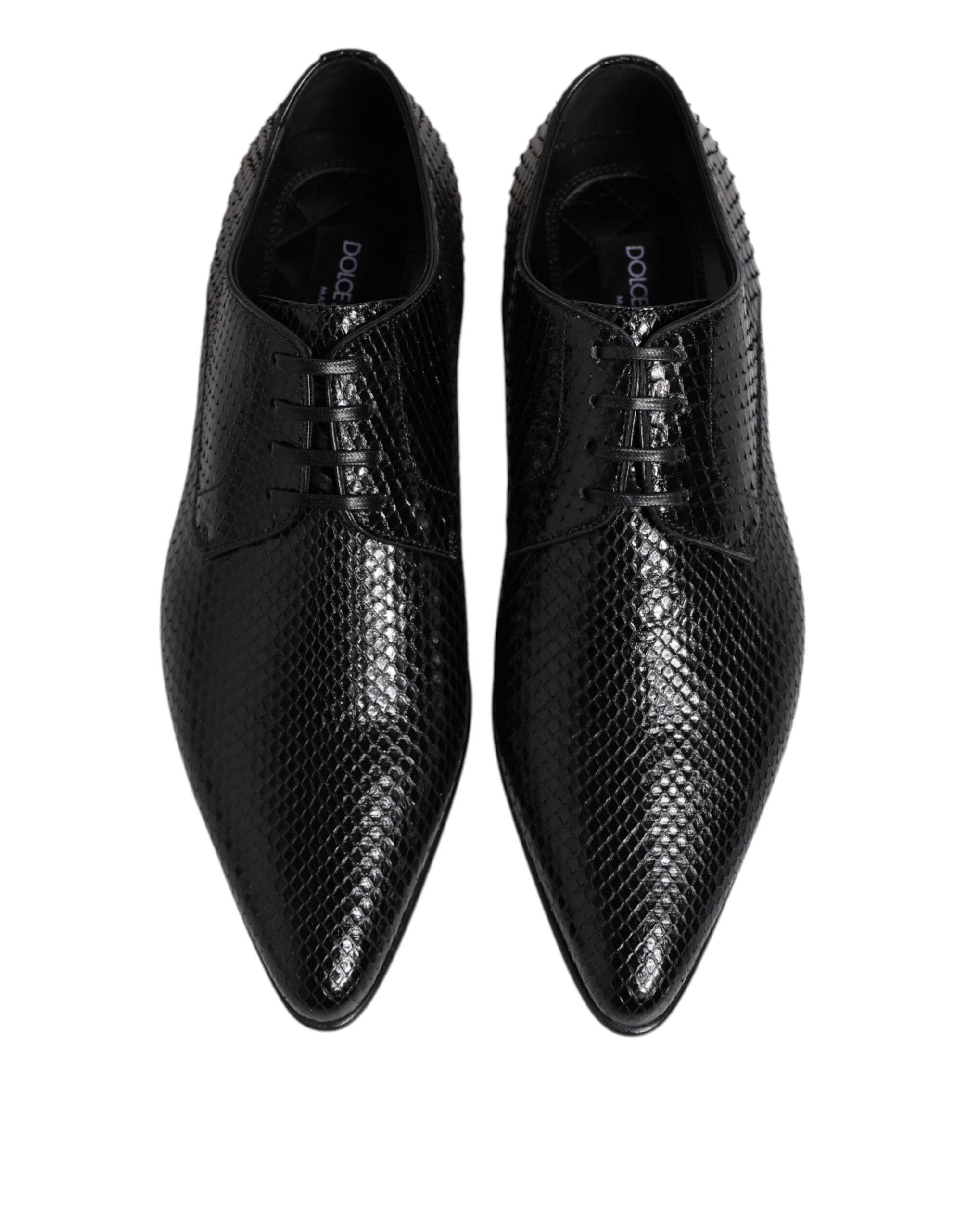 Dolce &amp; Gabbana Sorte Eksotisk Læder Derbysko Med Snøre