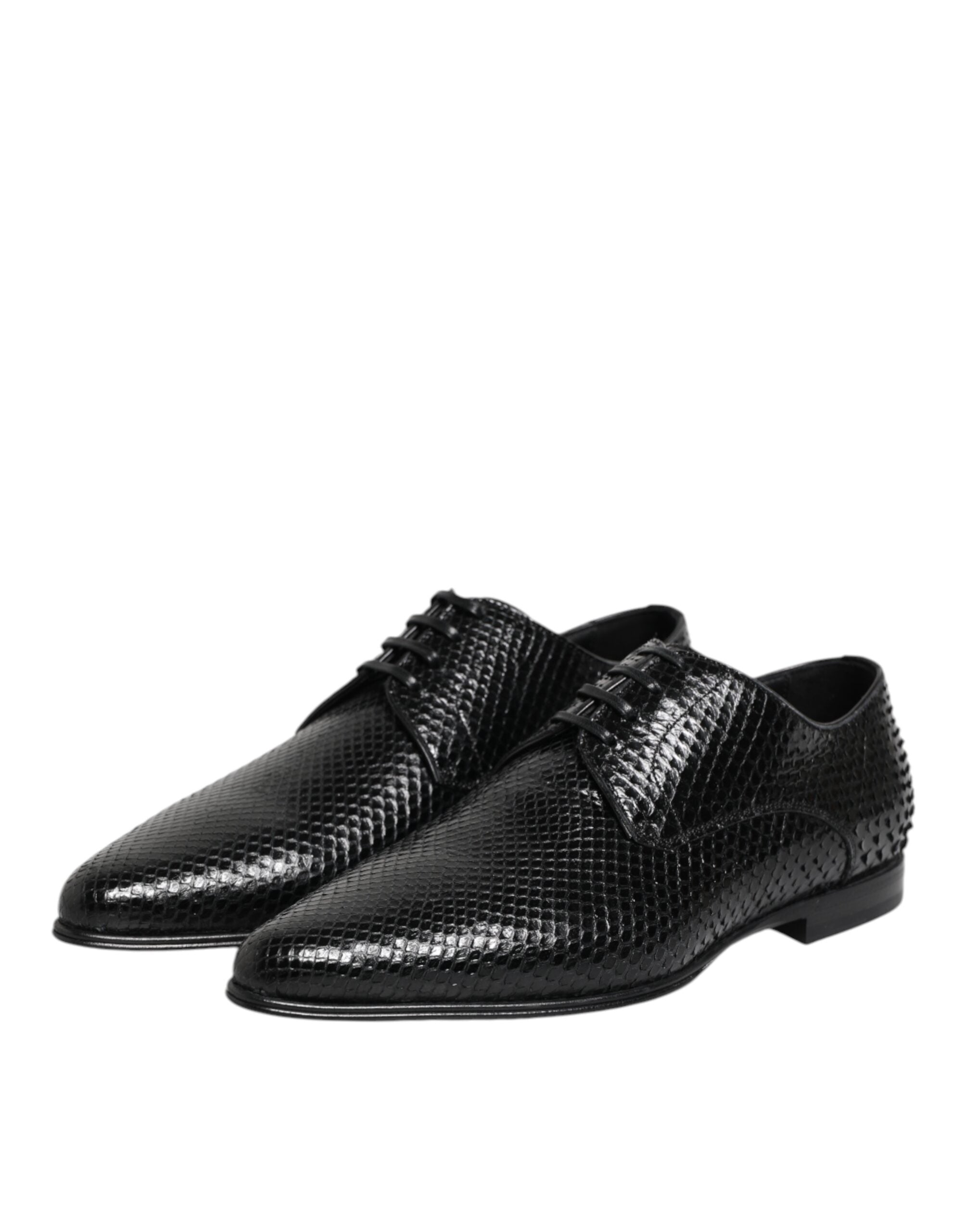 Dolce &amp; Gabbana Sorte Eksotisk Læder Derbysko Med Snøre