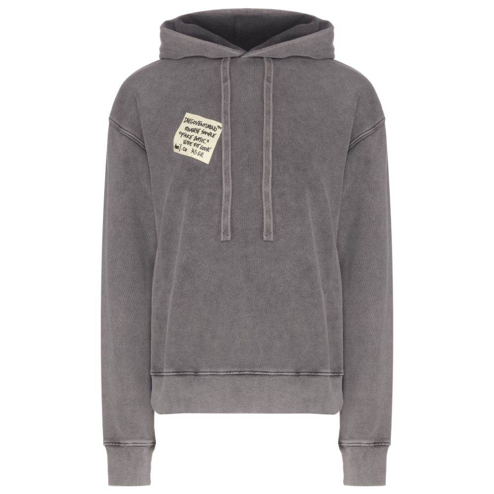 Diego Venturino Gray Cotton Men Hoodie - Hilstor