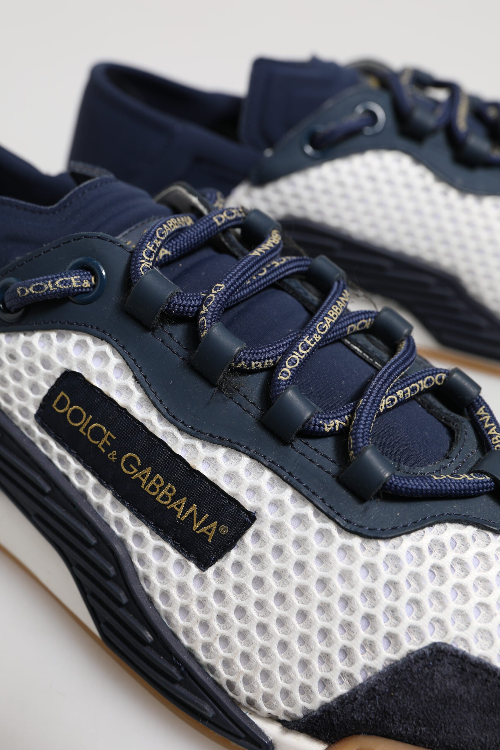 Dolce & Gabbana Blue White NS1 Lace Up Low Top Sneakers Shoes