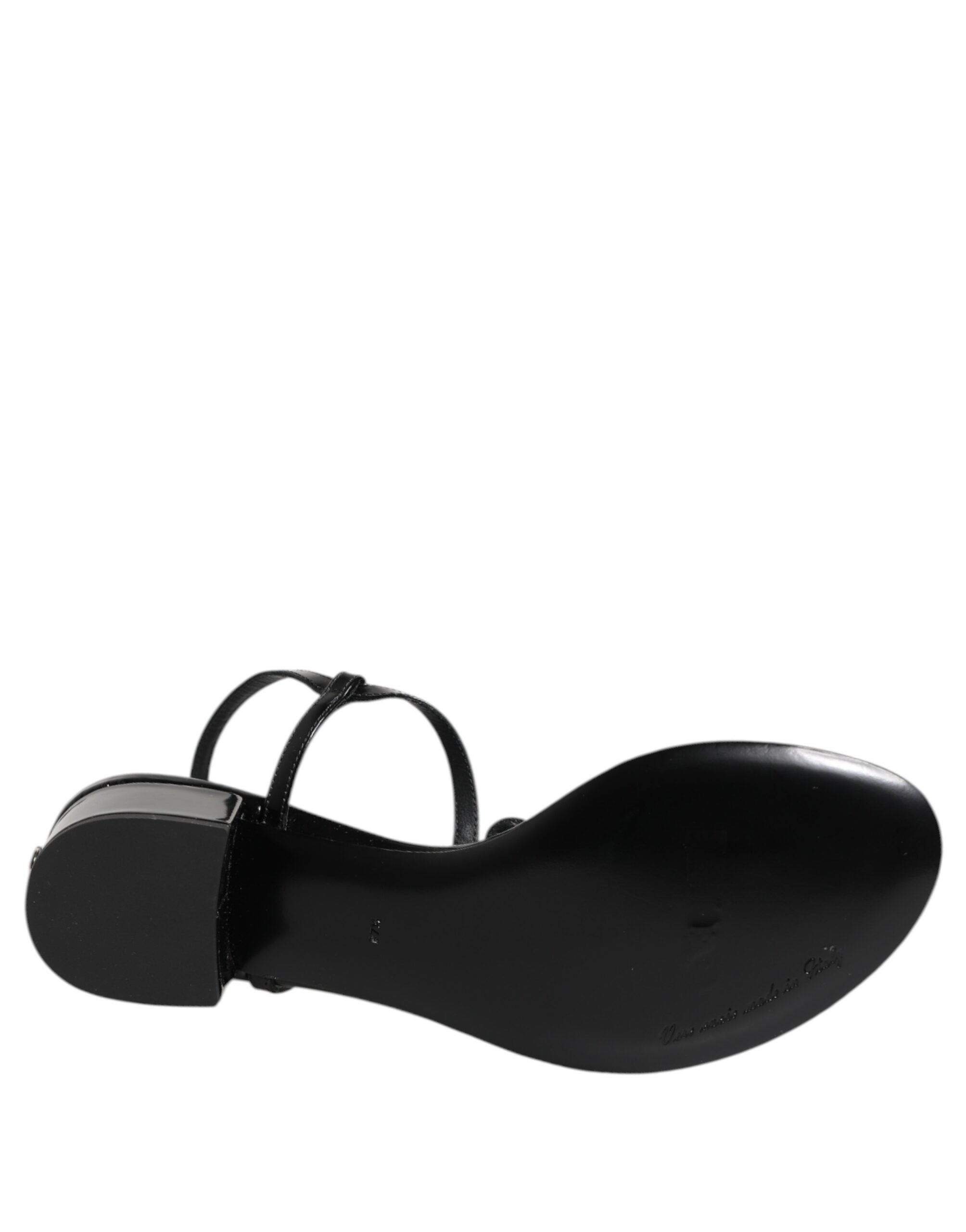 Dolce &amp; Gabbana sort læder krystal ankelrem sandaler sko