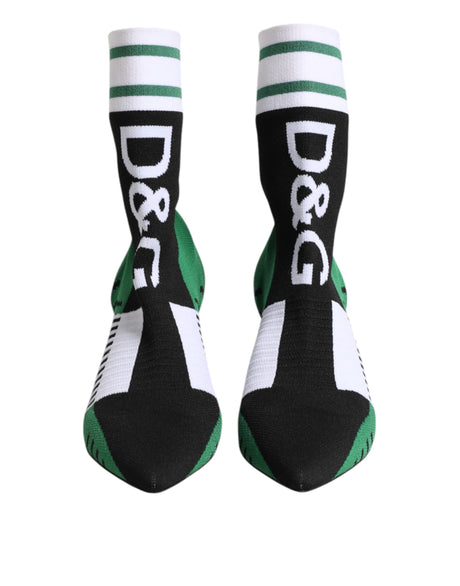 Dolce & Gabbana Green Stretch Sock Style Ankle Boots Shoes