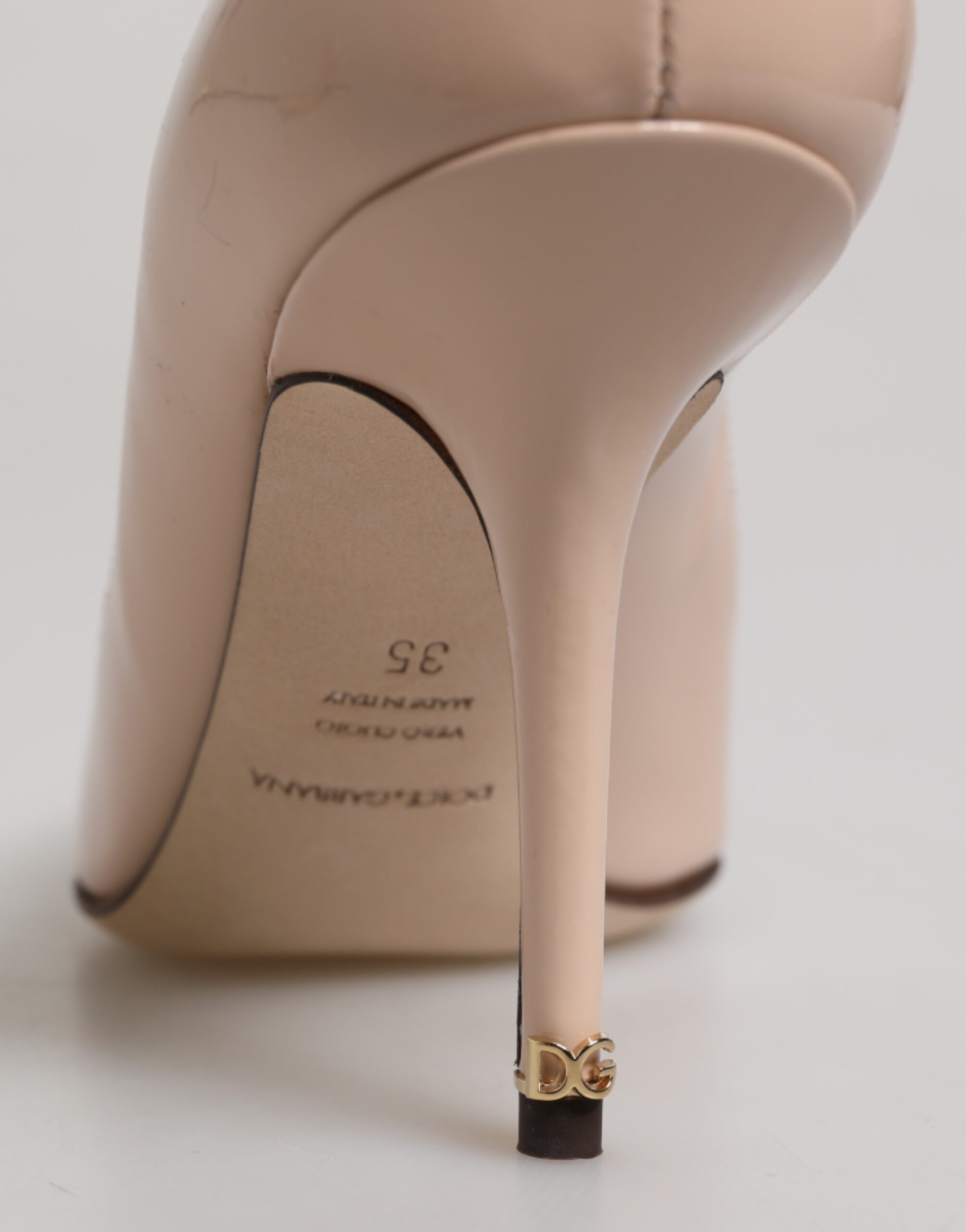 Dolce & Gabbana Beige Patent Leather Stiletto Heel Pumps Shoes