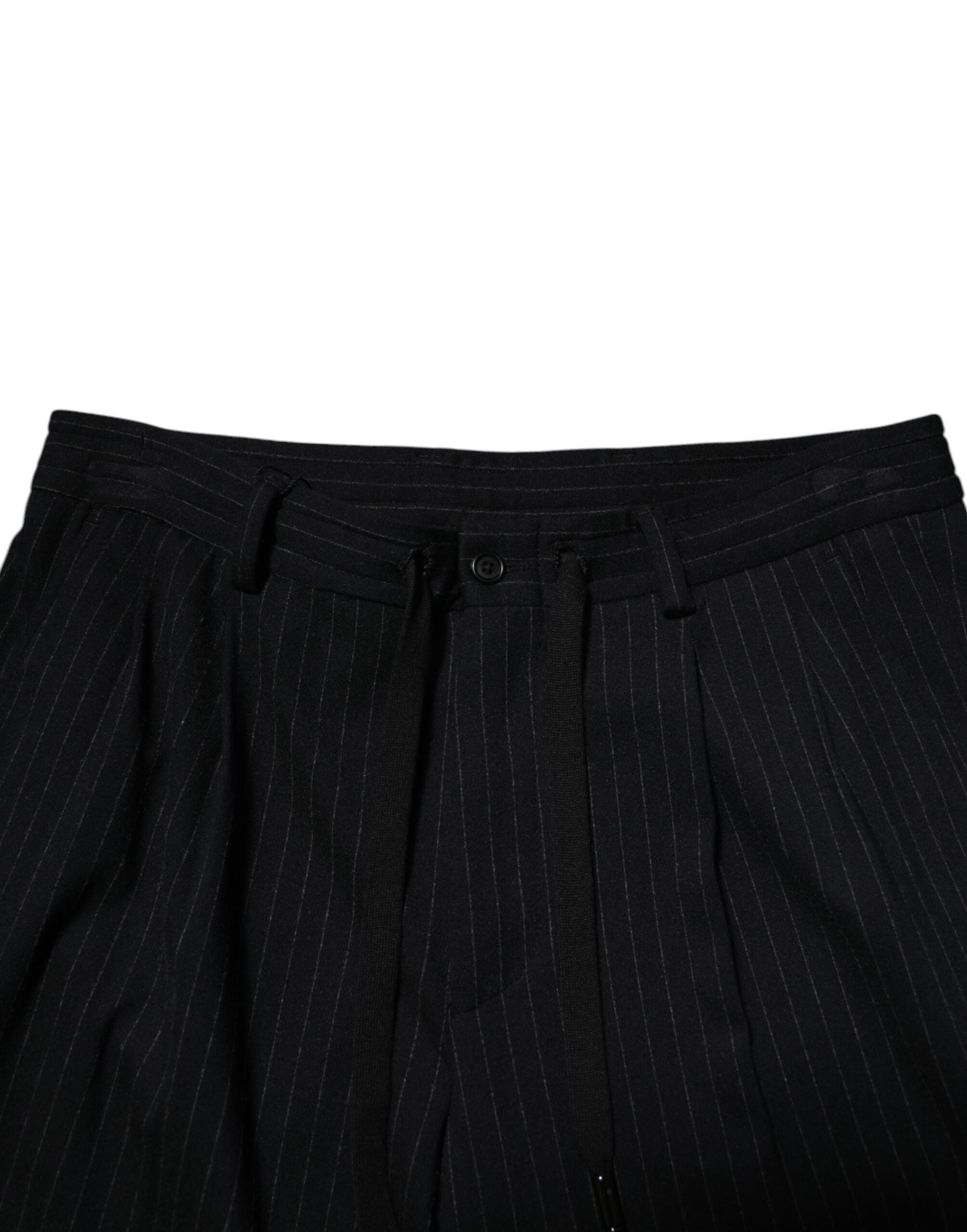Dolce &amp; Gabbana Sorte Striber Viskose Skinny Kjole Herrebukser