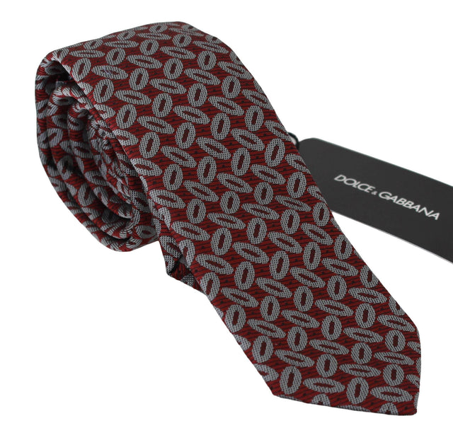 Dolce & Gabbana Elegant Red Printed Silk Neck Tie - Hilstor