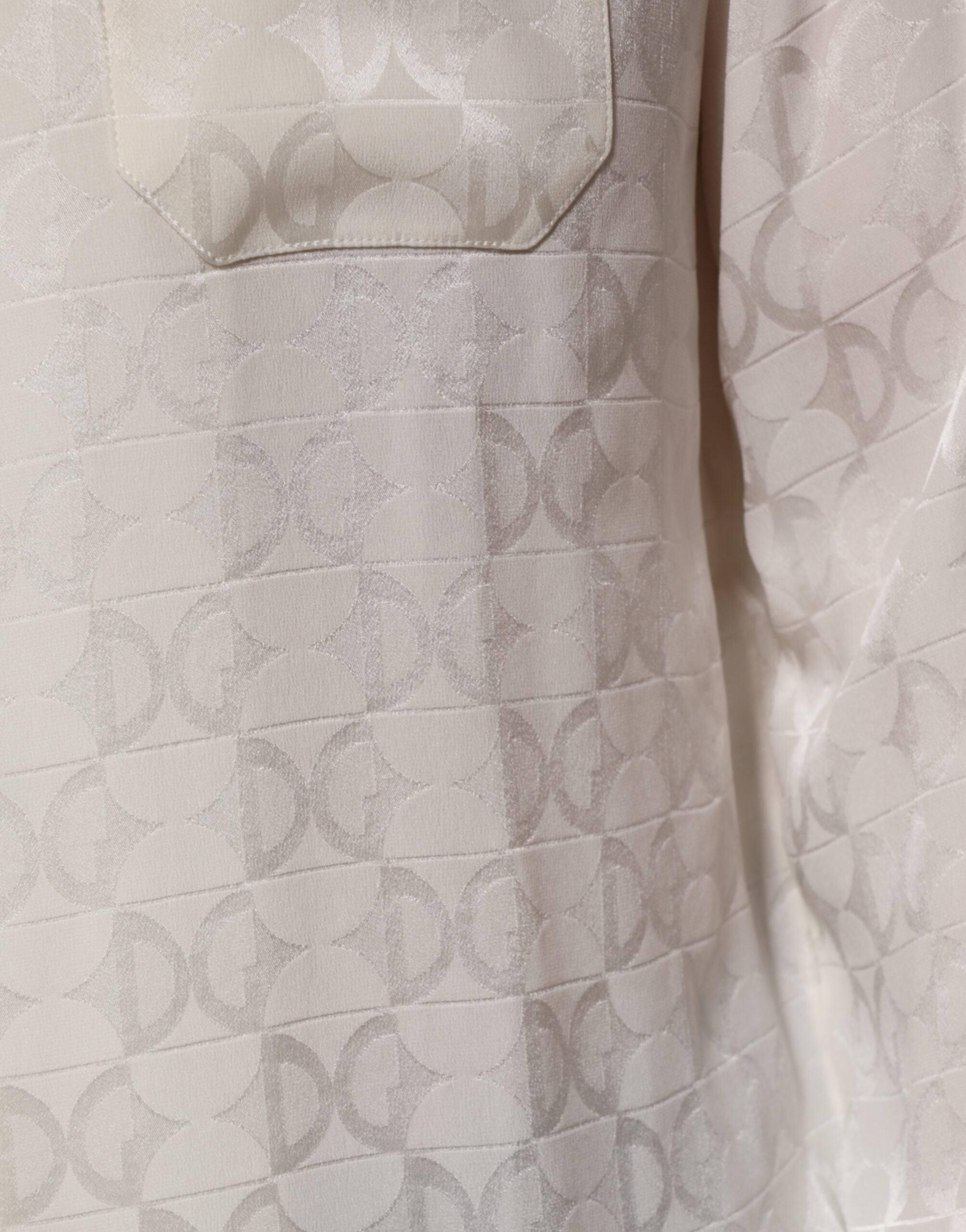 Dolce &amp; Gabbana Hvid Silkeskjorte med DG Logoprint og Langærmet