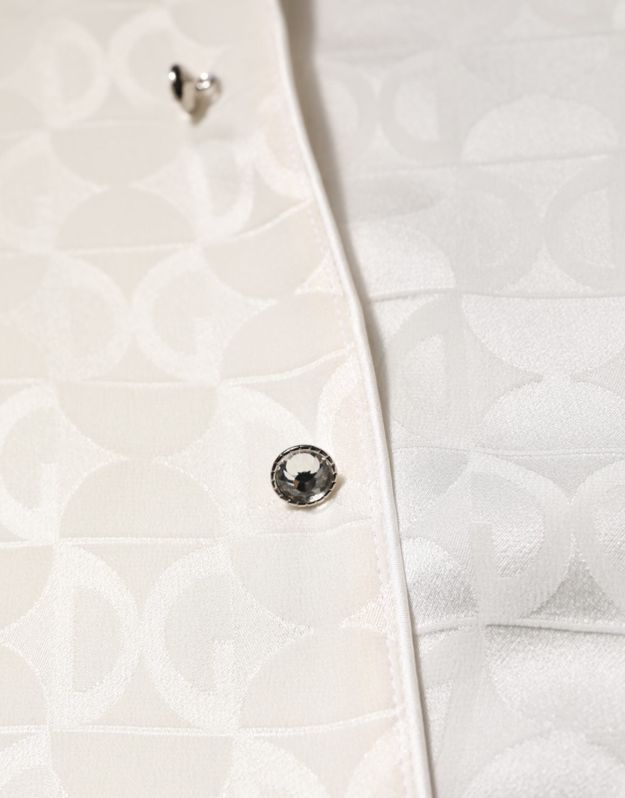 Dolce &amp; Gabbana Hvid Silkeskjorte med DG Logoprint og Langærmet