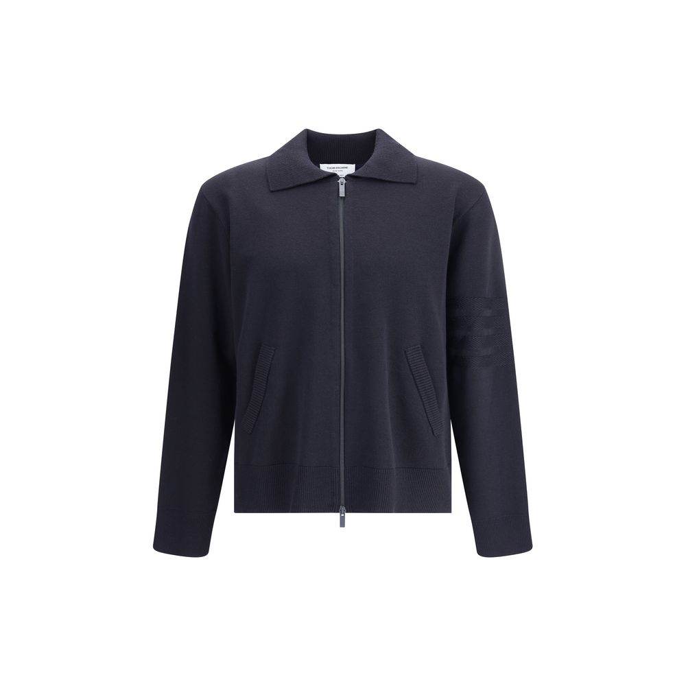 Thom Browne Double Face Full Zip Up Cardigan In Meri - Hilstor