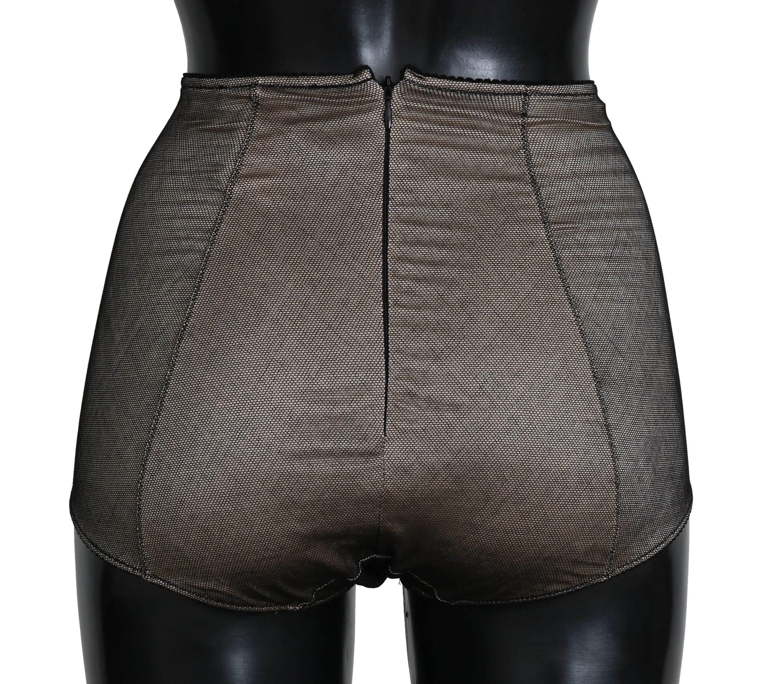 Dolce & Gabbana Beige Black Net Cotton Blend Chic Underwear - Hilstor