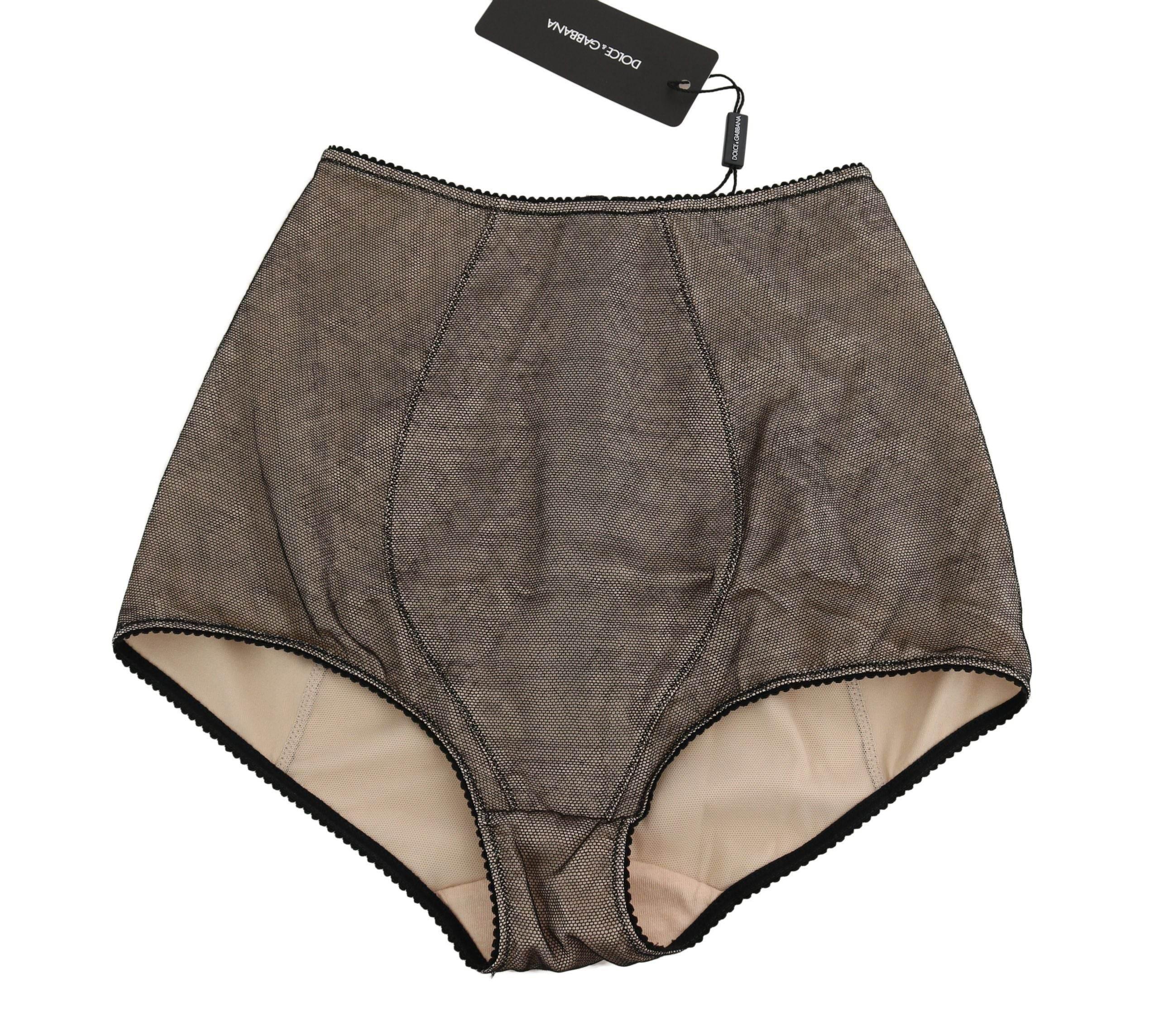 Dolce & Gabbana Beige Black Net Cotton Blend Chic Underwear - Hilstor