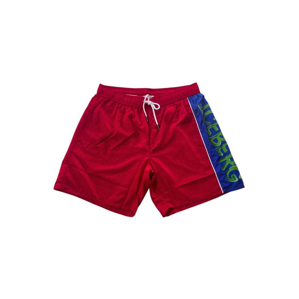 Iceberg Red Polyester Men Swim Short - Hilstor