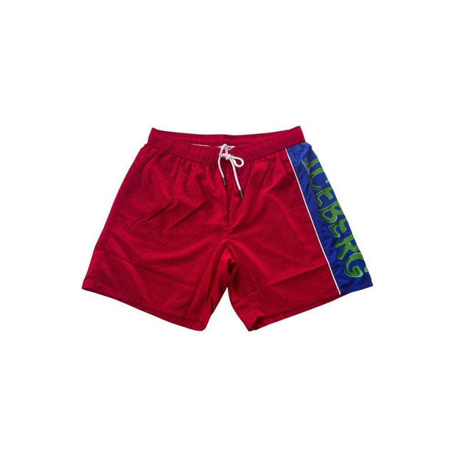 Iceberg Red Polyester Men Swim Short - Hilstor