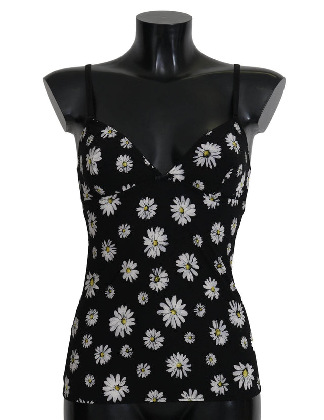 Dolce & Gabbana Elegant Black Daisy Floral Lace Chemise Dress - Hilstor