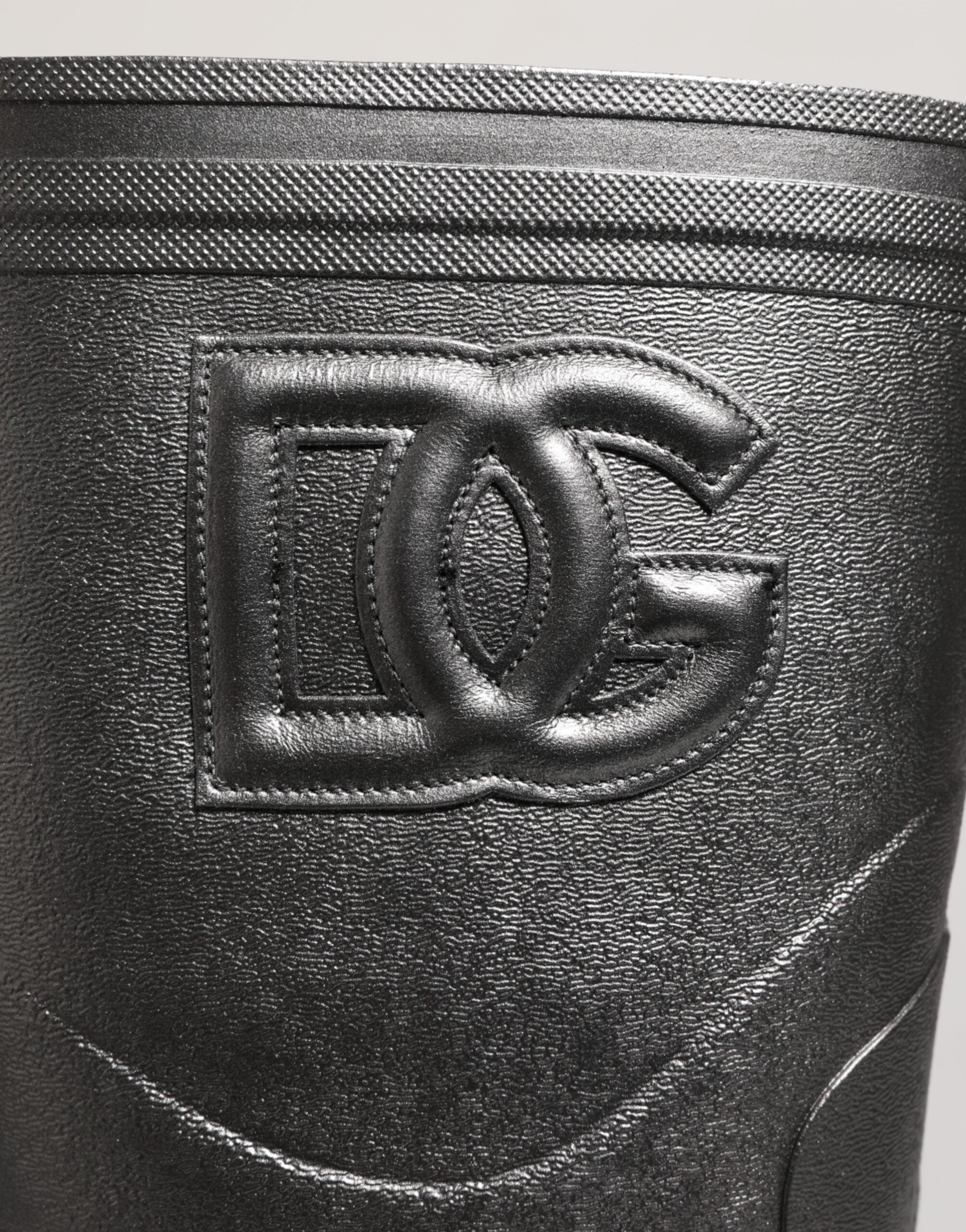 Dolce & Gabbana Black Argento Pull On Rain Boots Shoes