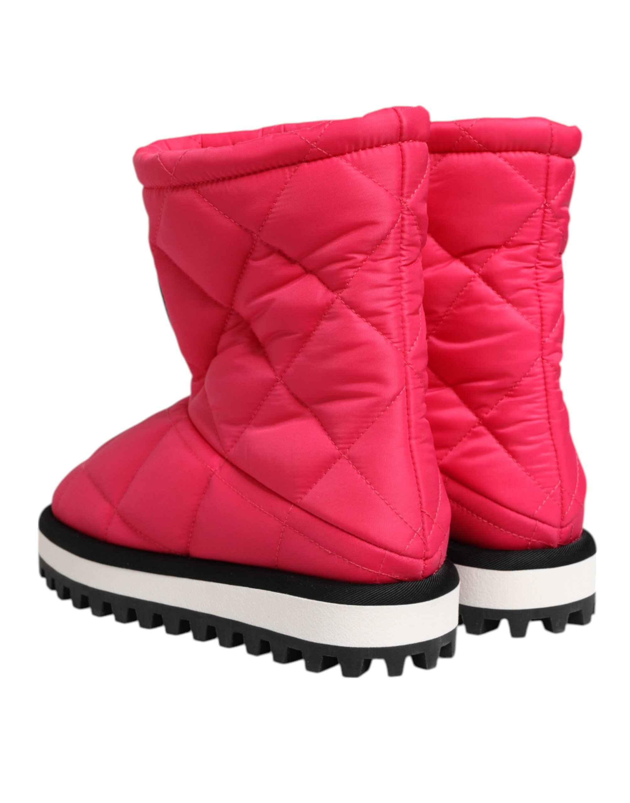 Dolce &amp; Gabbana Pink Hvide Viskose Polstrede Mid Calf Støvler Sko