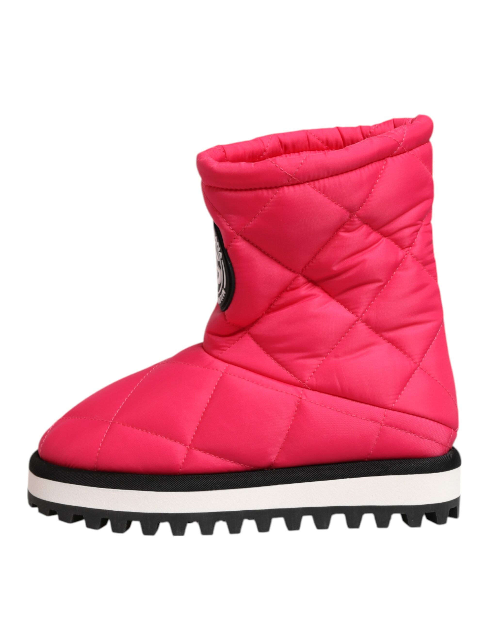 Dolce &amp; Gabbana Pink Hvide Viskose Polstrede Mid Calf Støvler Sko