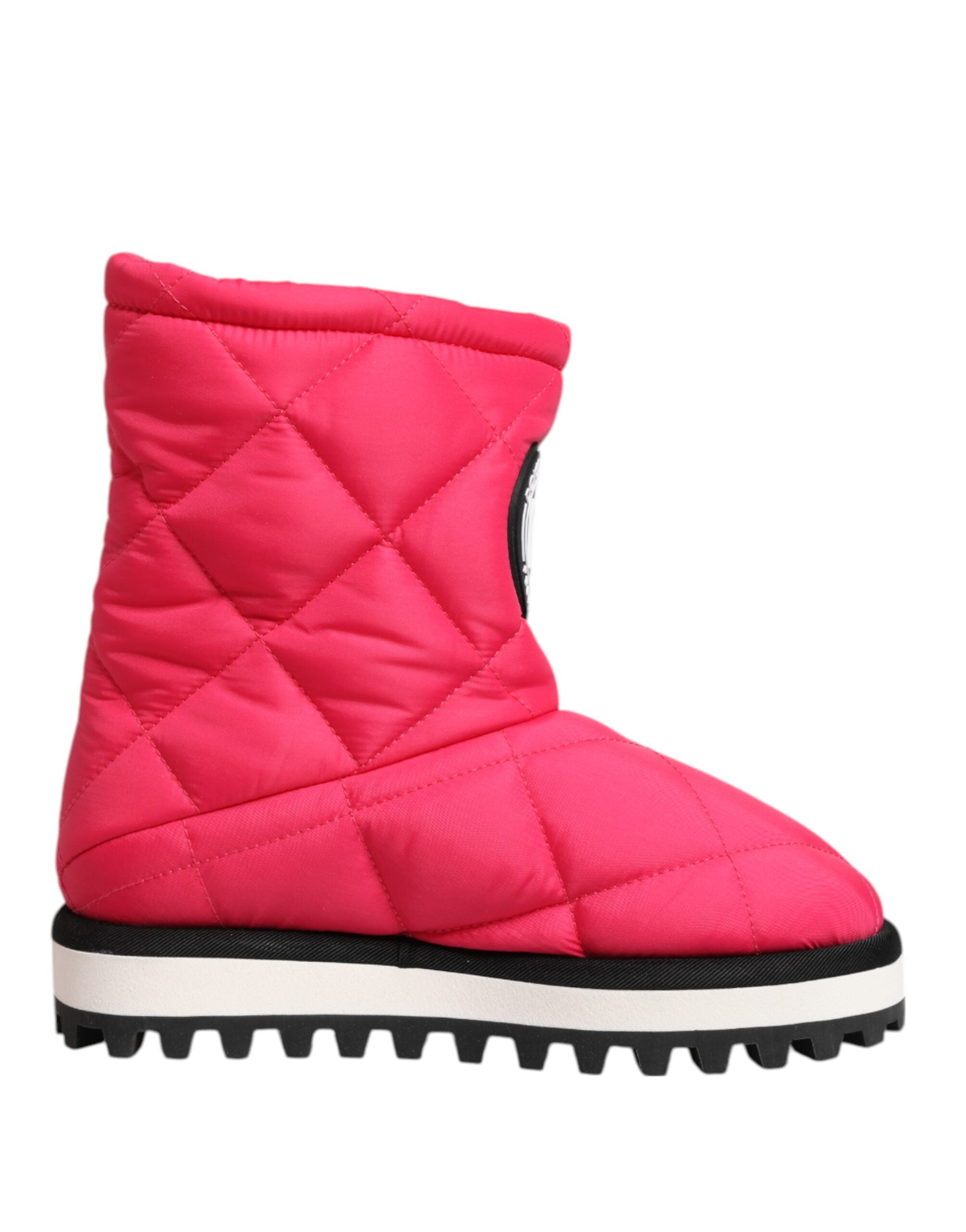 Dolce &amp; Gabbana Pink Hvide Viskose Polstrede Mid Calf Støvler Sko