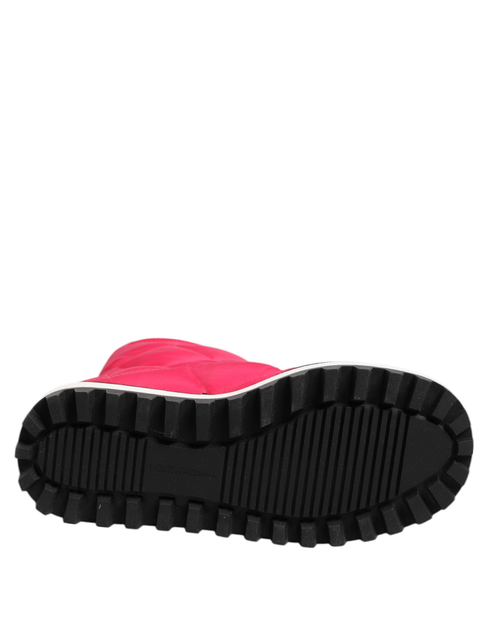 Dolce &amp; Gabbana Pink Hvide Viskose Polstrede Mid Calf Støvler Sko