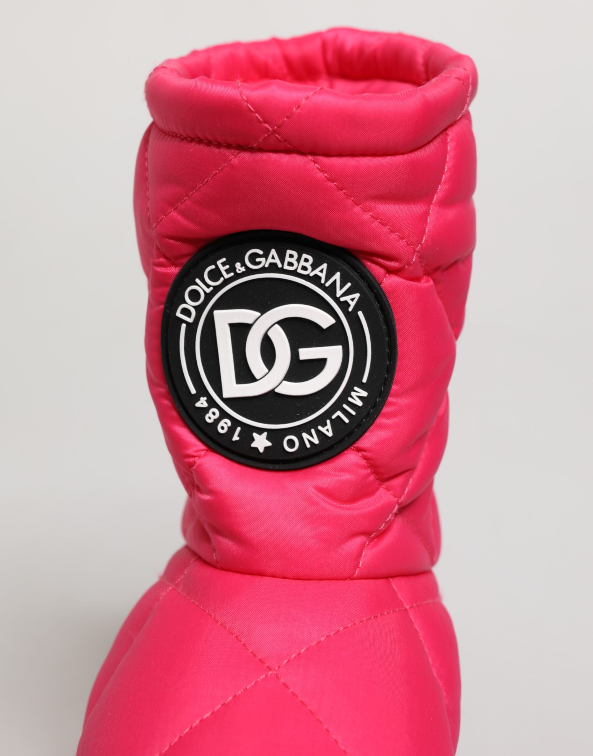 Dolce &amp; Gabbana Pink Hvide Viskose Polstrede Mid Calf Støvler Sko