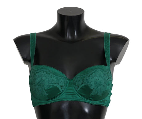 Dolce & Gabbana Enchanting Green Floral Lace Silk Bra - Hilstor