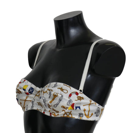 Dolce & Gabbana Elegant White Sailor Print Stretch Bra - Hilstor
