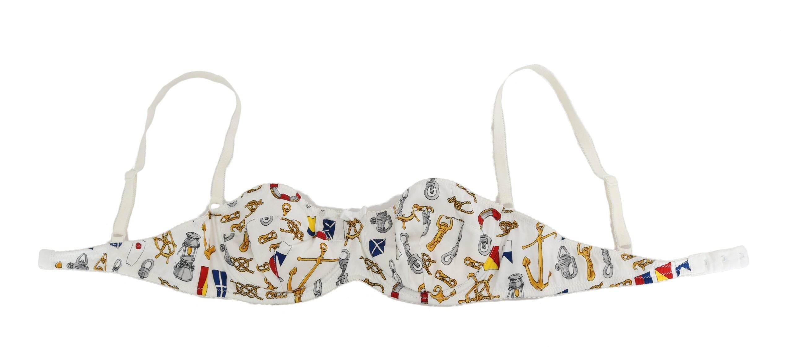Dolce & Gabbana Elegant White Sailor Print Stretch Bra - Hilstor