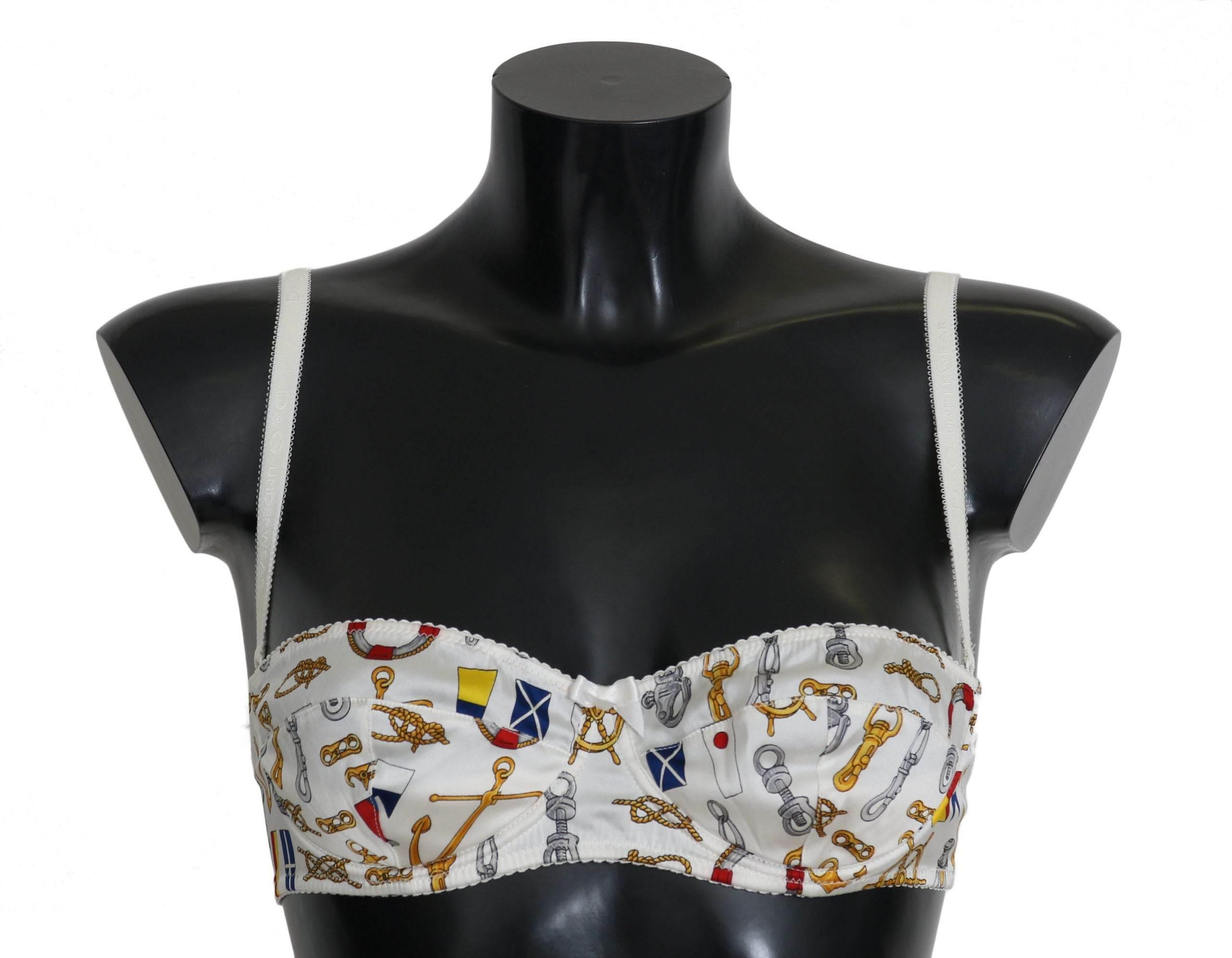 Dolce & Gabbana Elegant White Sailor Print Stretch Bra - Hilstor