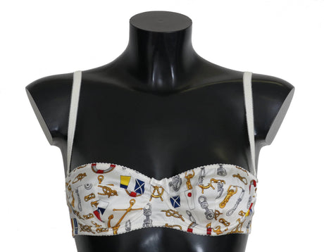 Dolce & Gabbana Elegant White Sailor Print Stretch Bra - Hilstor