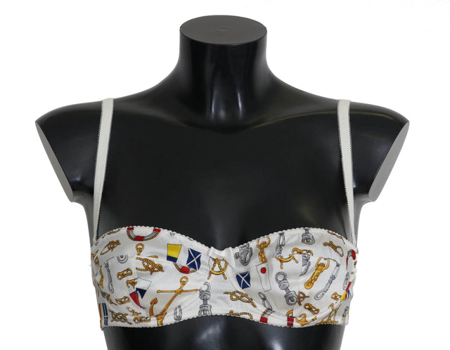 Dolce & Gabbana Elegant White Sailor Print Stretch Bra - Hilstor