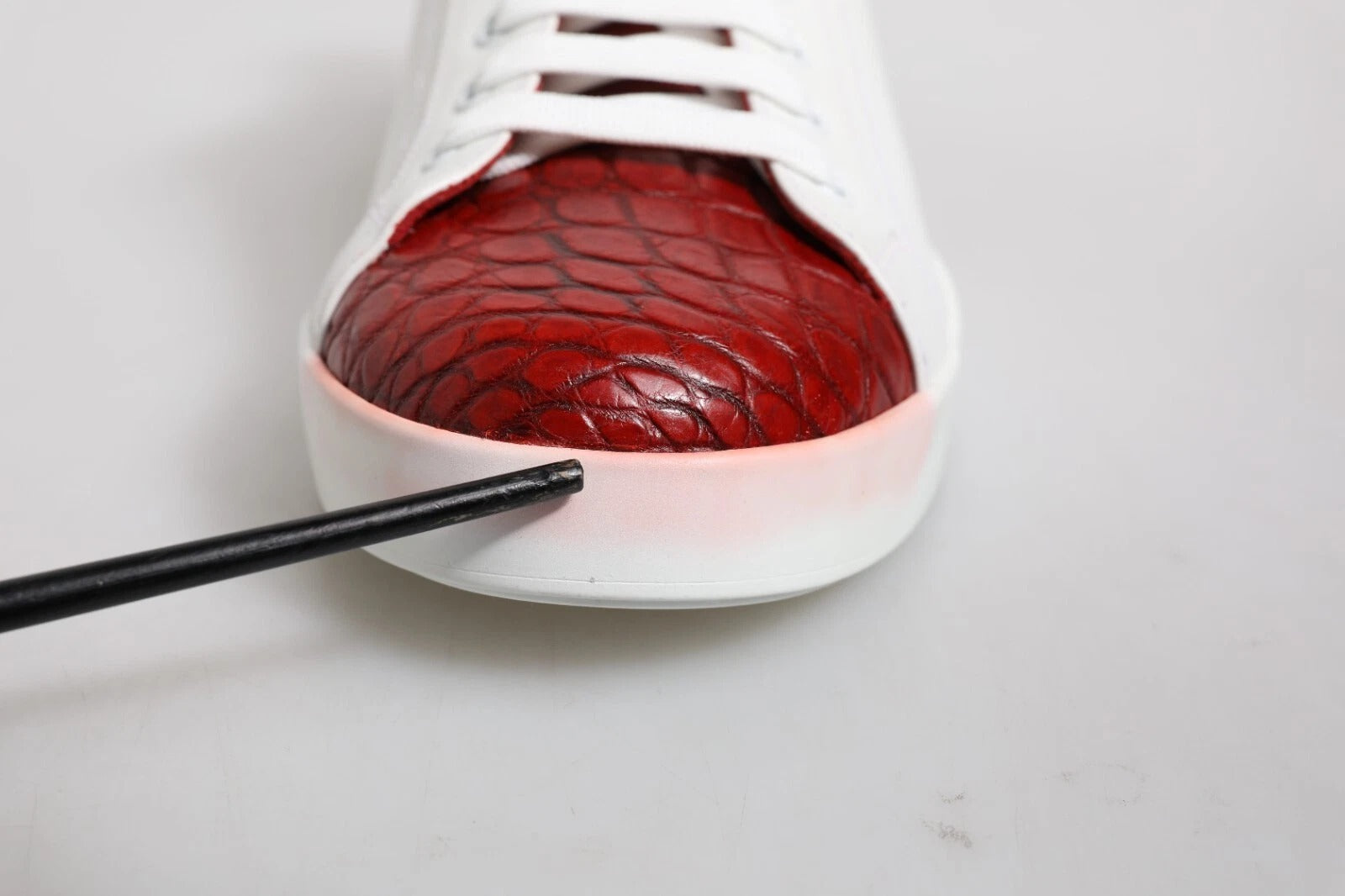 Dolce &amp; Gabbana Hvid Rød Læder Logo Portofino Sneaker