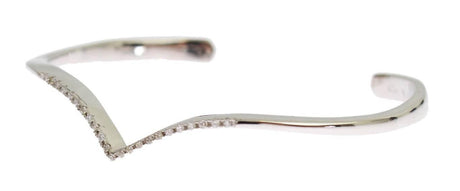 Nialaya Elegant Silver Bangle Cuff with Clear CZ Accents - Hilstor