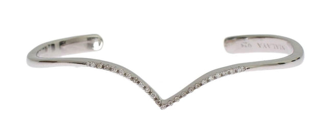Nialaya Elegant Silver Bangle Cuff with Clear CZ Accents - Hilstor