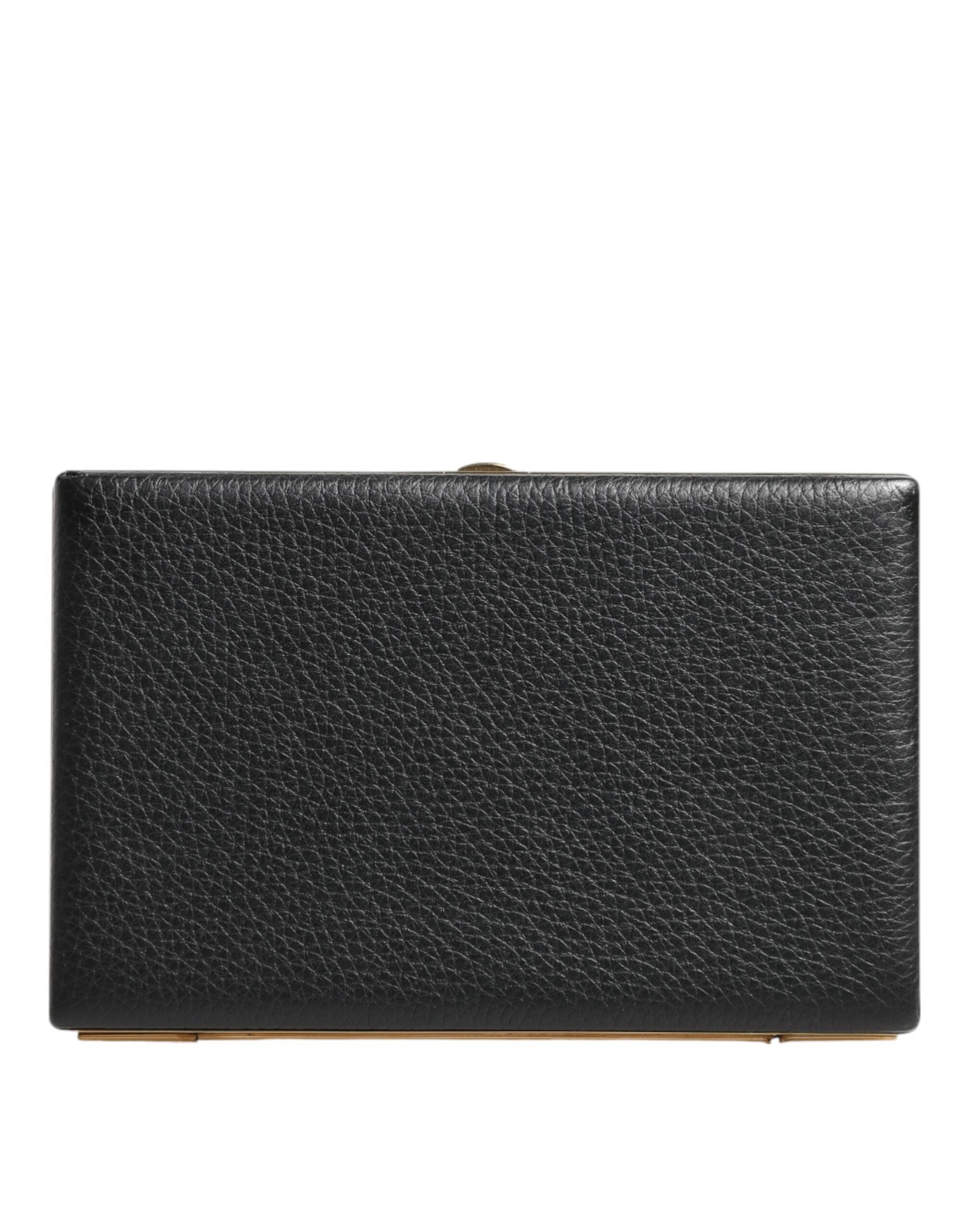 Dolce &amp; Gabbana sort læder guldramme clutch aftenfest pung taske