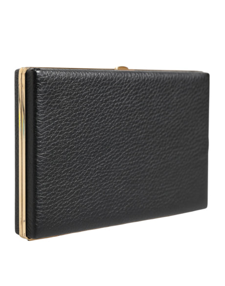 Dolce &amp; Gabbana sort læder guldramme clutch aftenfest pung taske