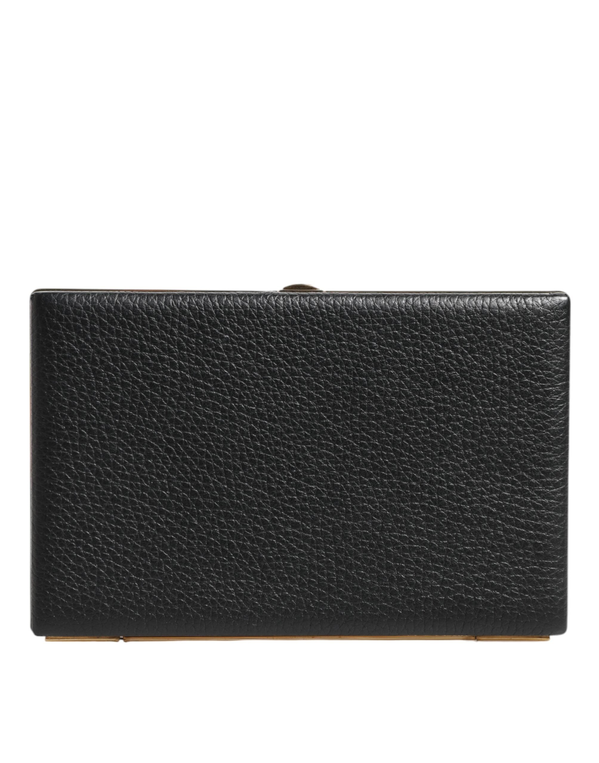 Dolce &amp; Gabbana sort læder guldramme clutch aftenfest pung taske