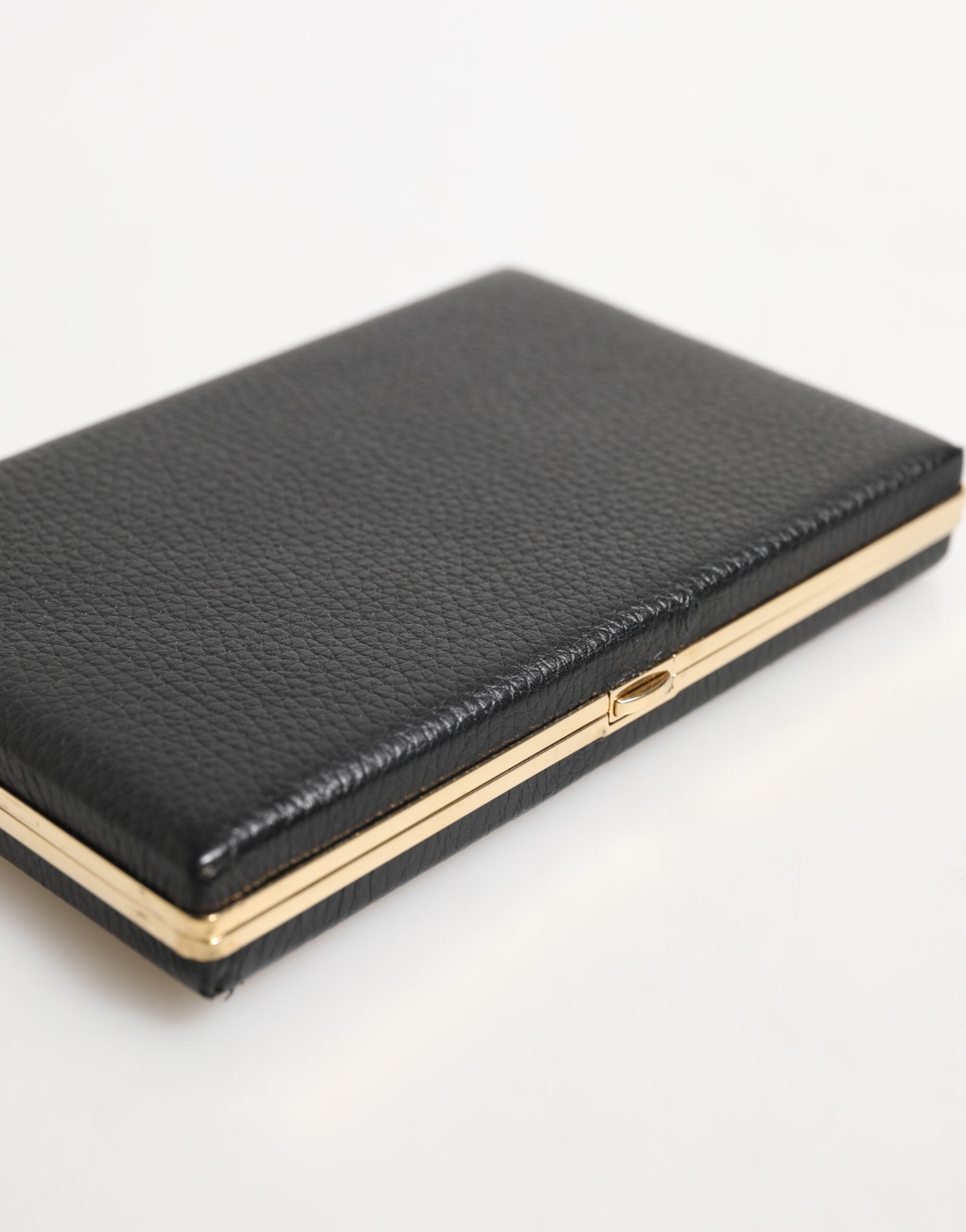 Dolce &amp; Gabbana sort læder guldramme clutch aftenfest pung taske