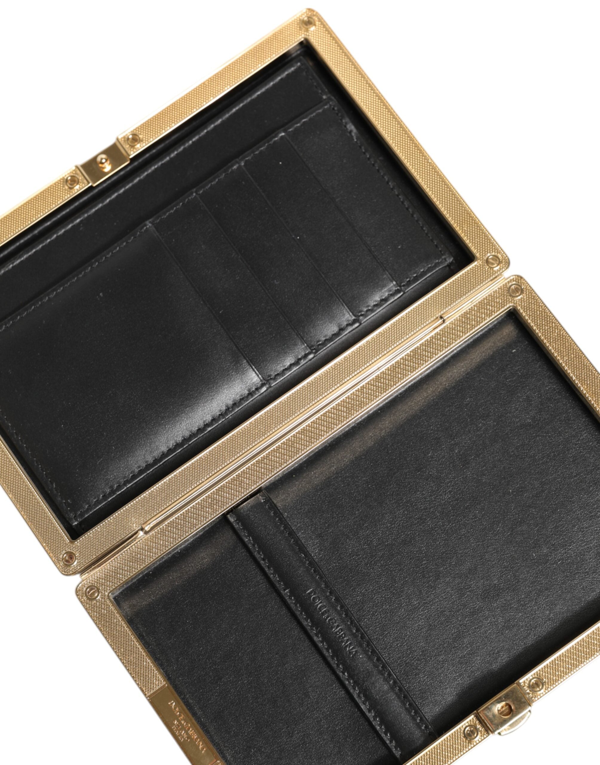 Dolce &amp; Gabbana sort læder guldramme clutch aftenfest pung taske