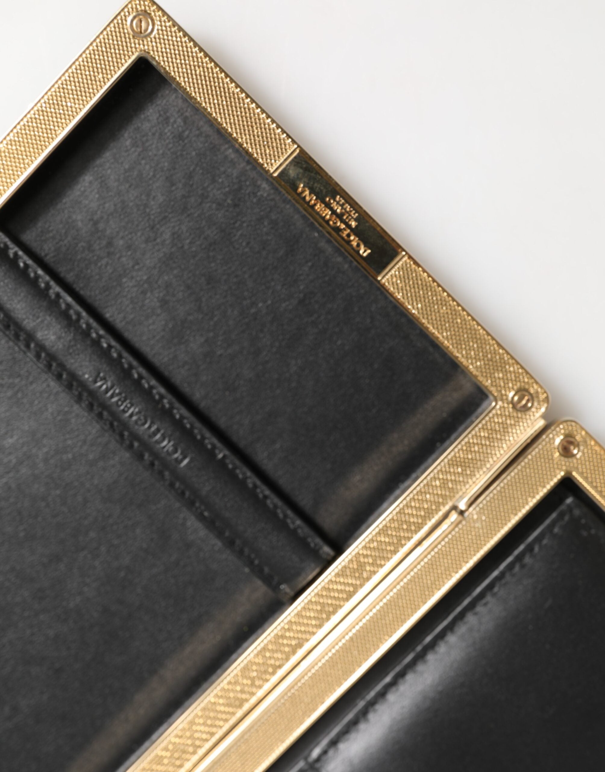 Dolce &amp; Gabbana sort læder guldramme clutch aftenfest pung taske