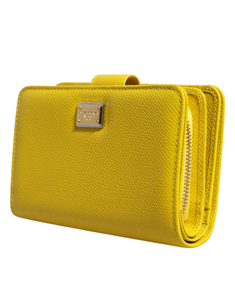 Dolce &amp; Gabbana Gul Läder Bifold Continental Clutch Plånbok