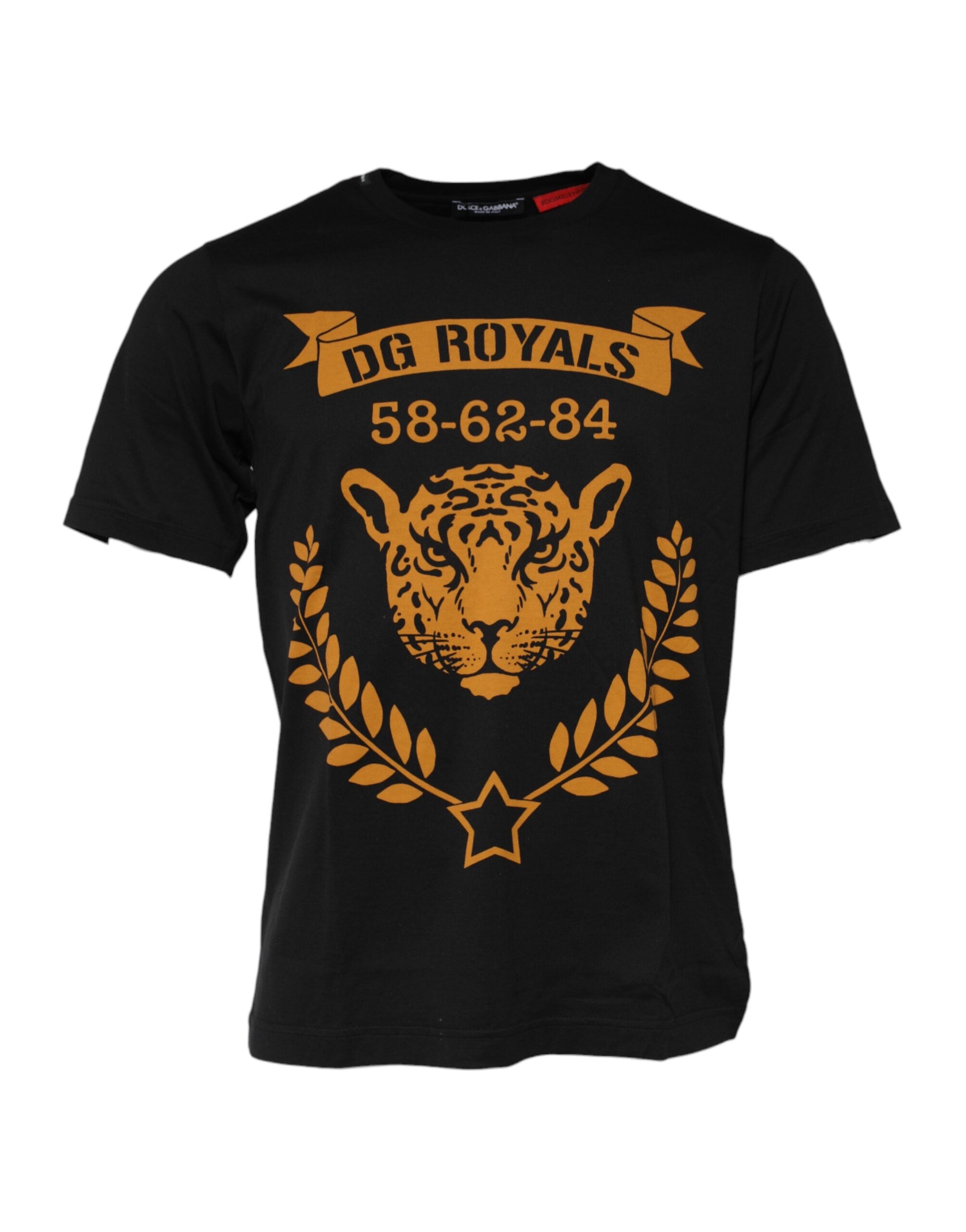 Dolce &amp; Gabbana Sort DG Royals Bomuld T-shirt med Rund Hals