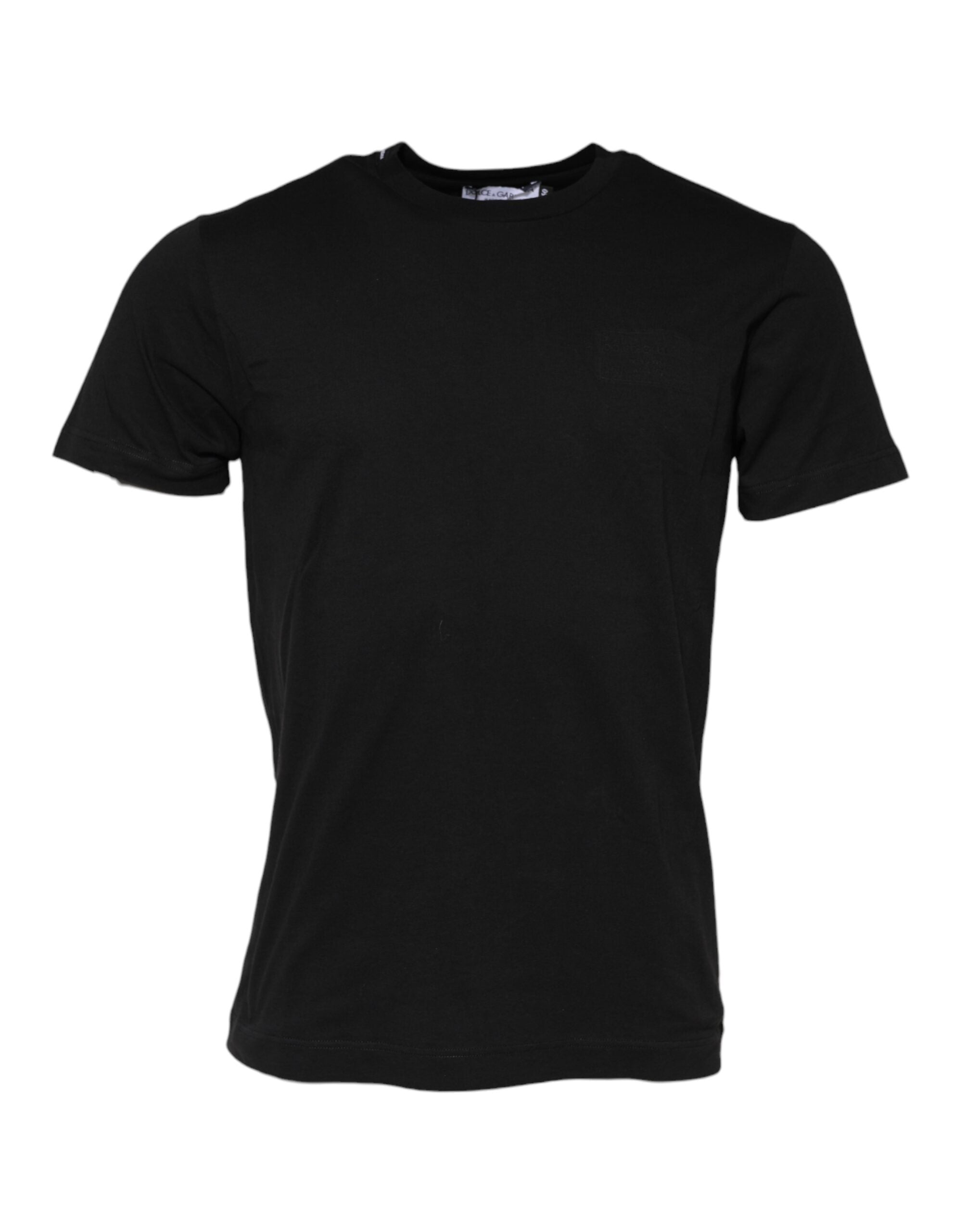 Dolce &amp; Gabbana sort bomuld T-shirt med rund hals med korte ærmer