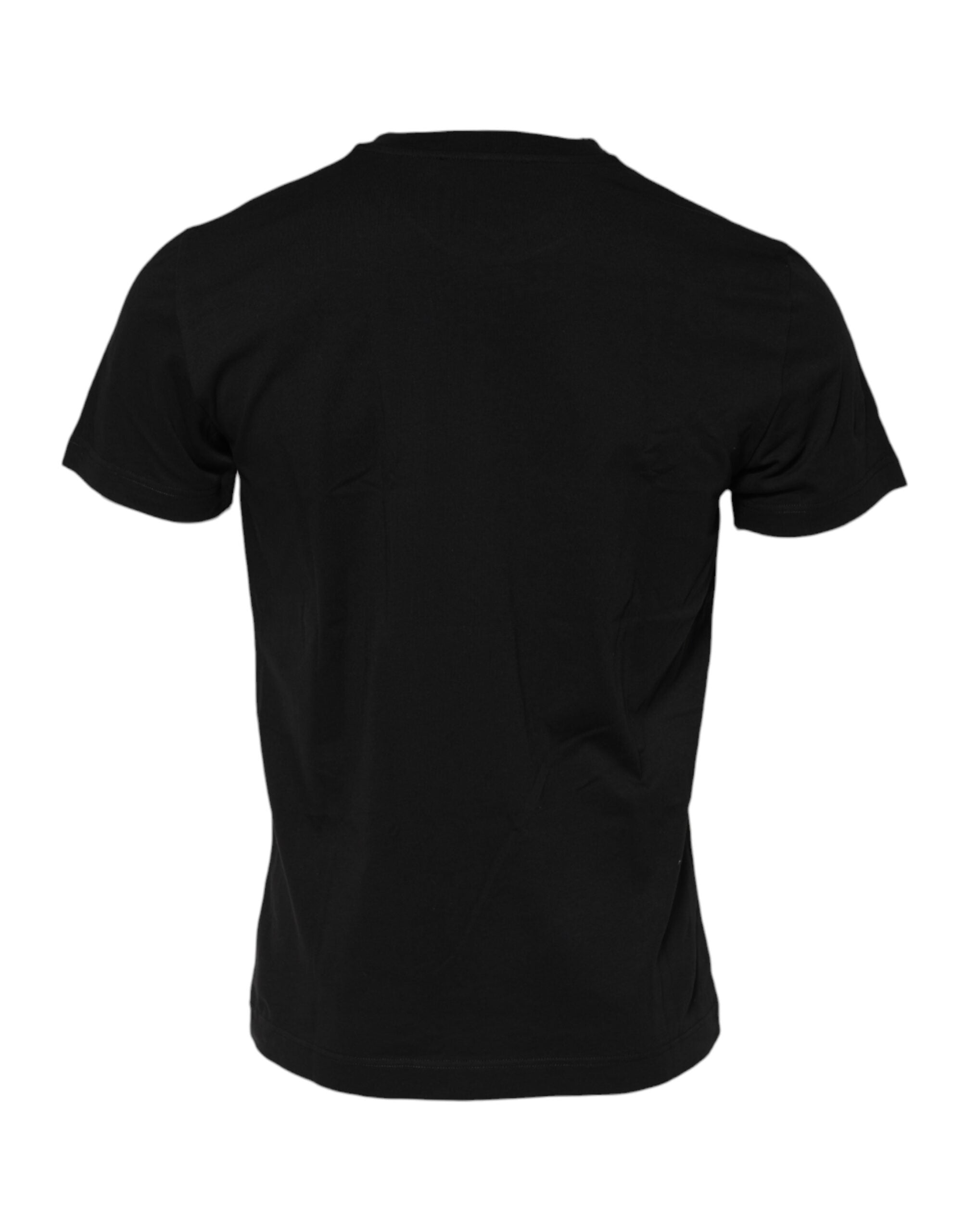 Dolce &amp; Gabbana sort bomuld T-shirt med rund hals med korte ærmer