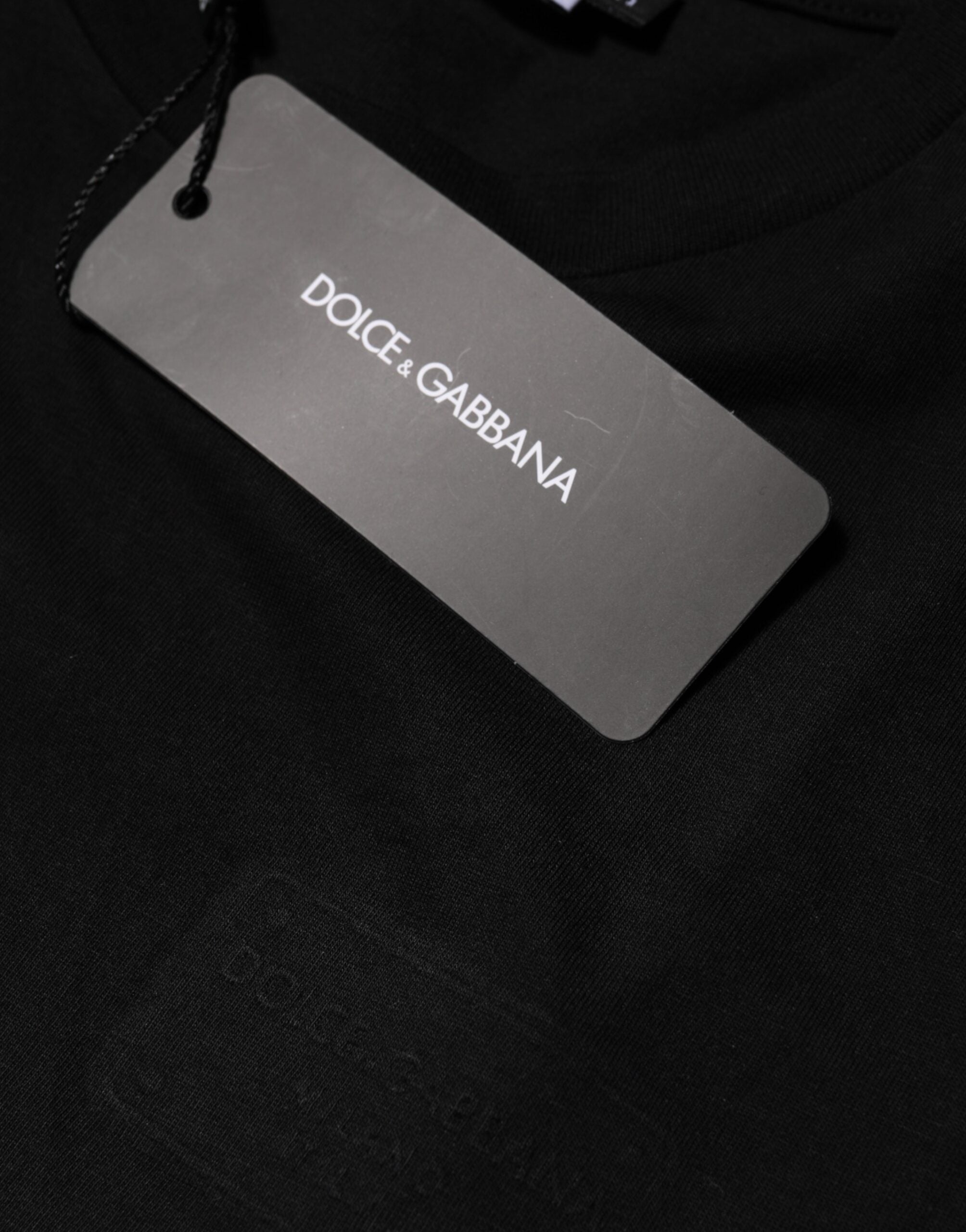 Dolce &amp; Gabbana sort bomuld T-shirt med rund hals med korte ærmer