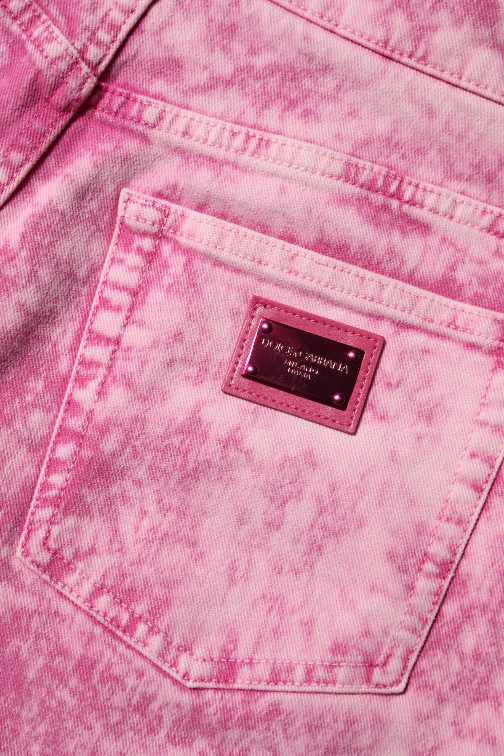 Dolce &amp; Gabbana Pink Tie Dye Højtaljede Tapered Denim Jeans