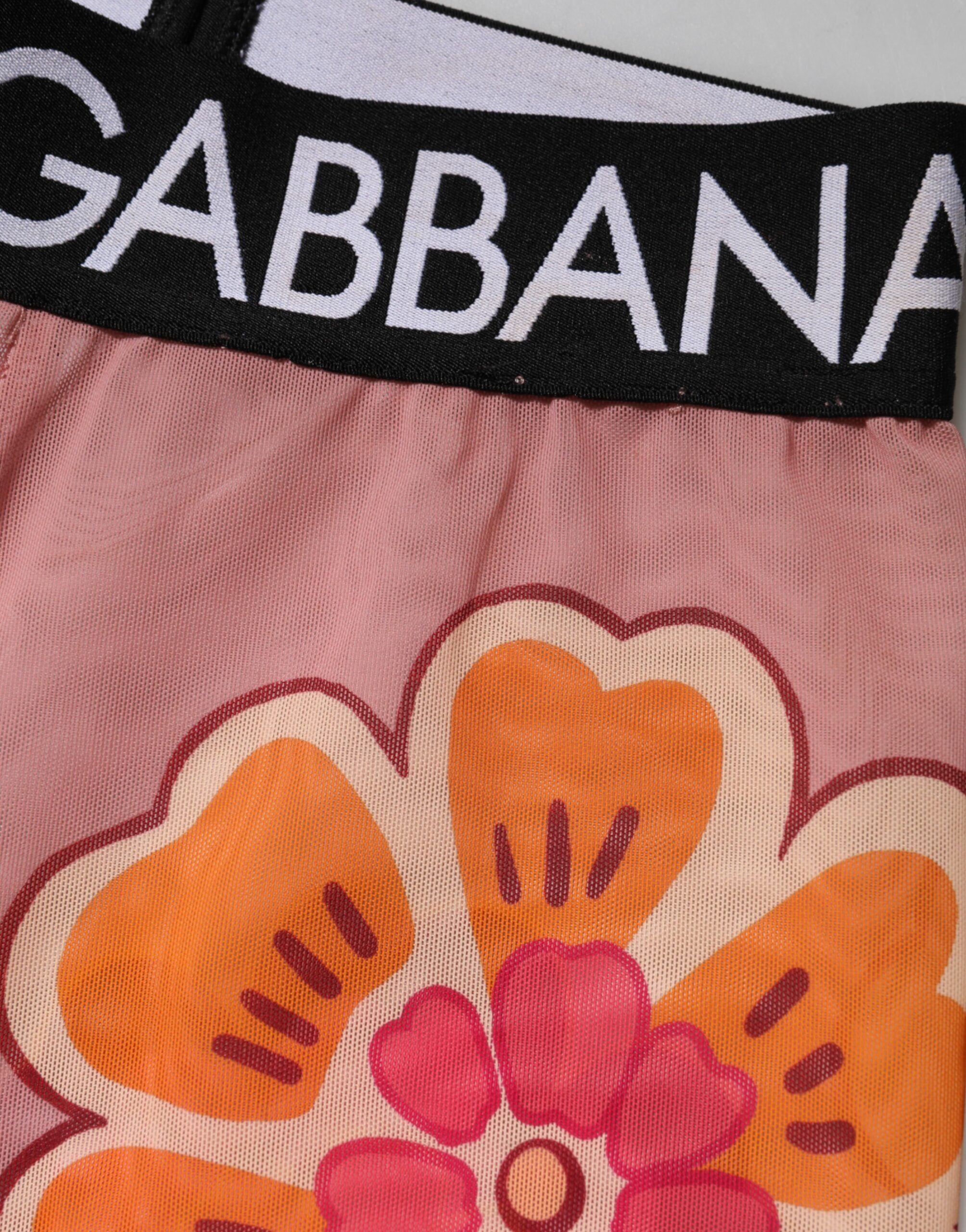Dolce &amp; Gabbana lyserøde blomsterleggings med stretch i taljen