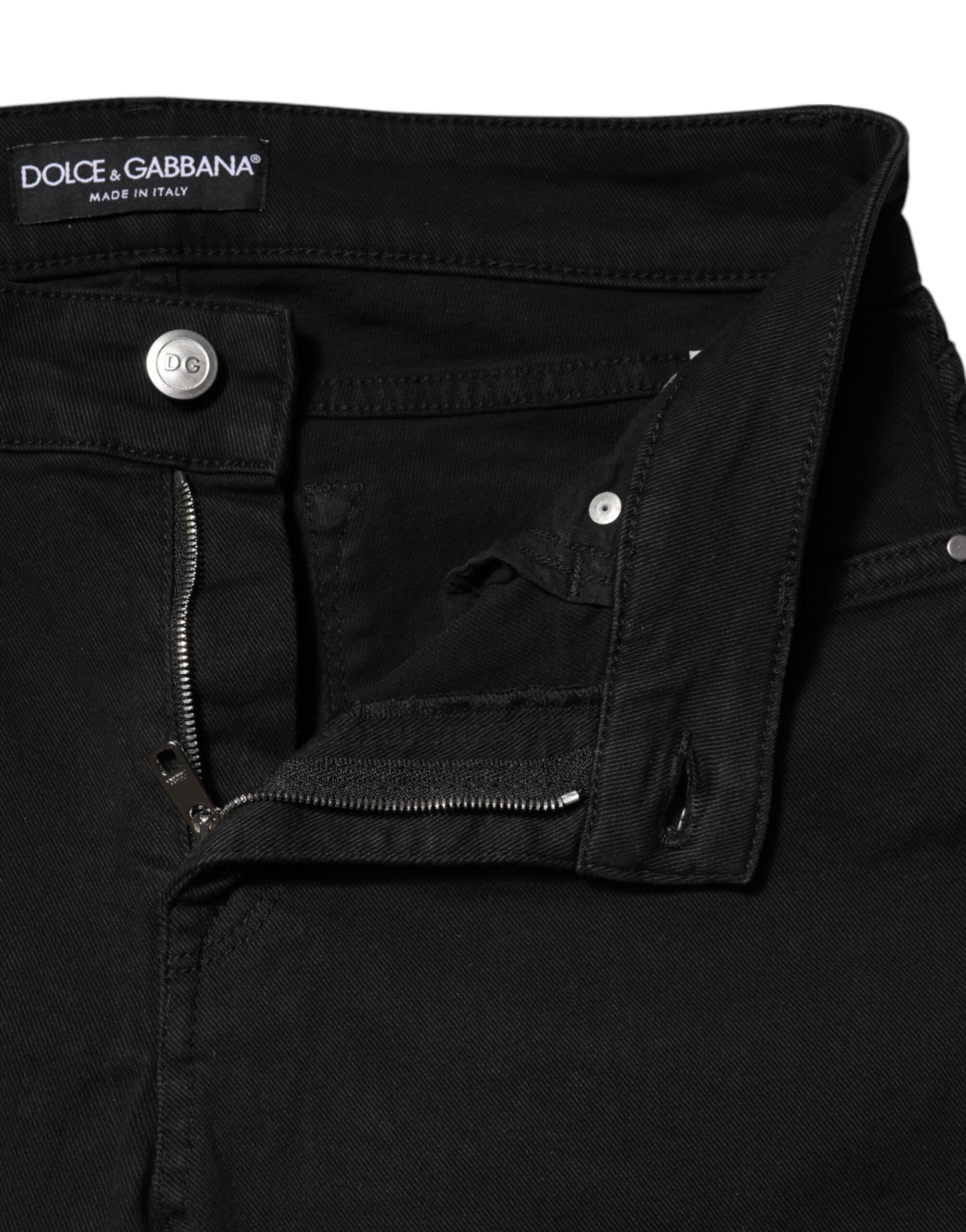 Dolce & Gabbana Black Cotton Skinny Mid Waist Denim Jeans