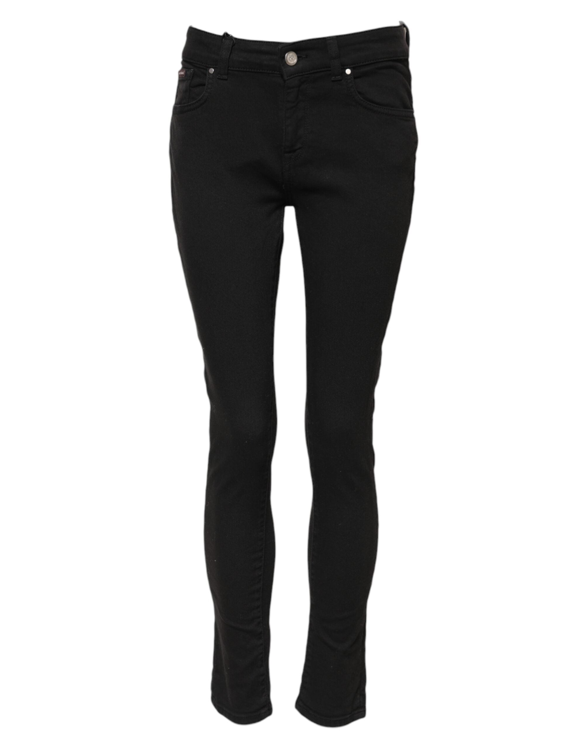 Dolce &amp; Gabbana Sorte Bomulds Skinny Mellemhøj Talje Denim Jeans 