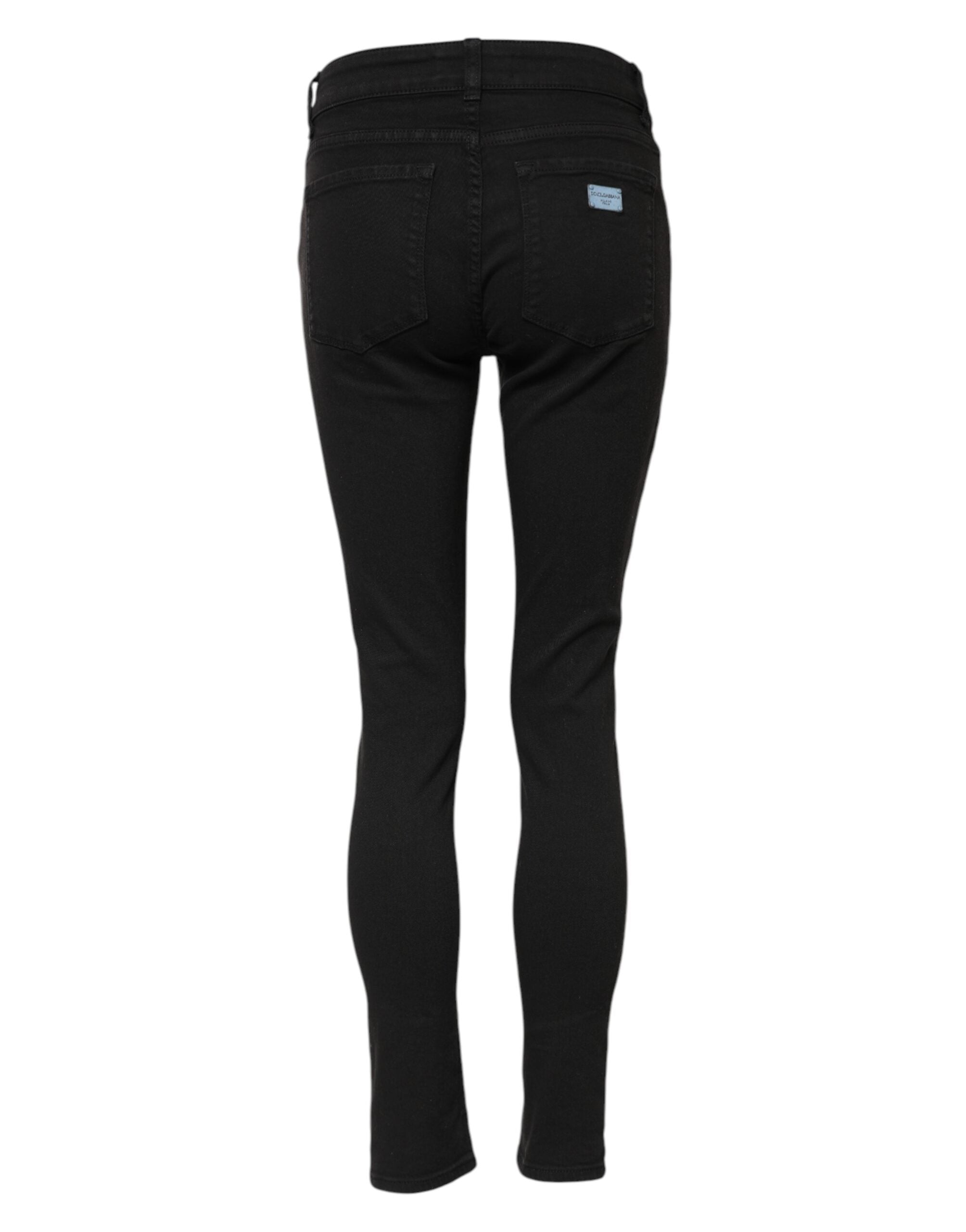 Dolce &amp; Gabbana Sorte Bomulds Skinny Mellemhøj Talje Denim Jeans 