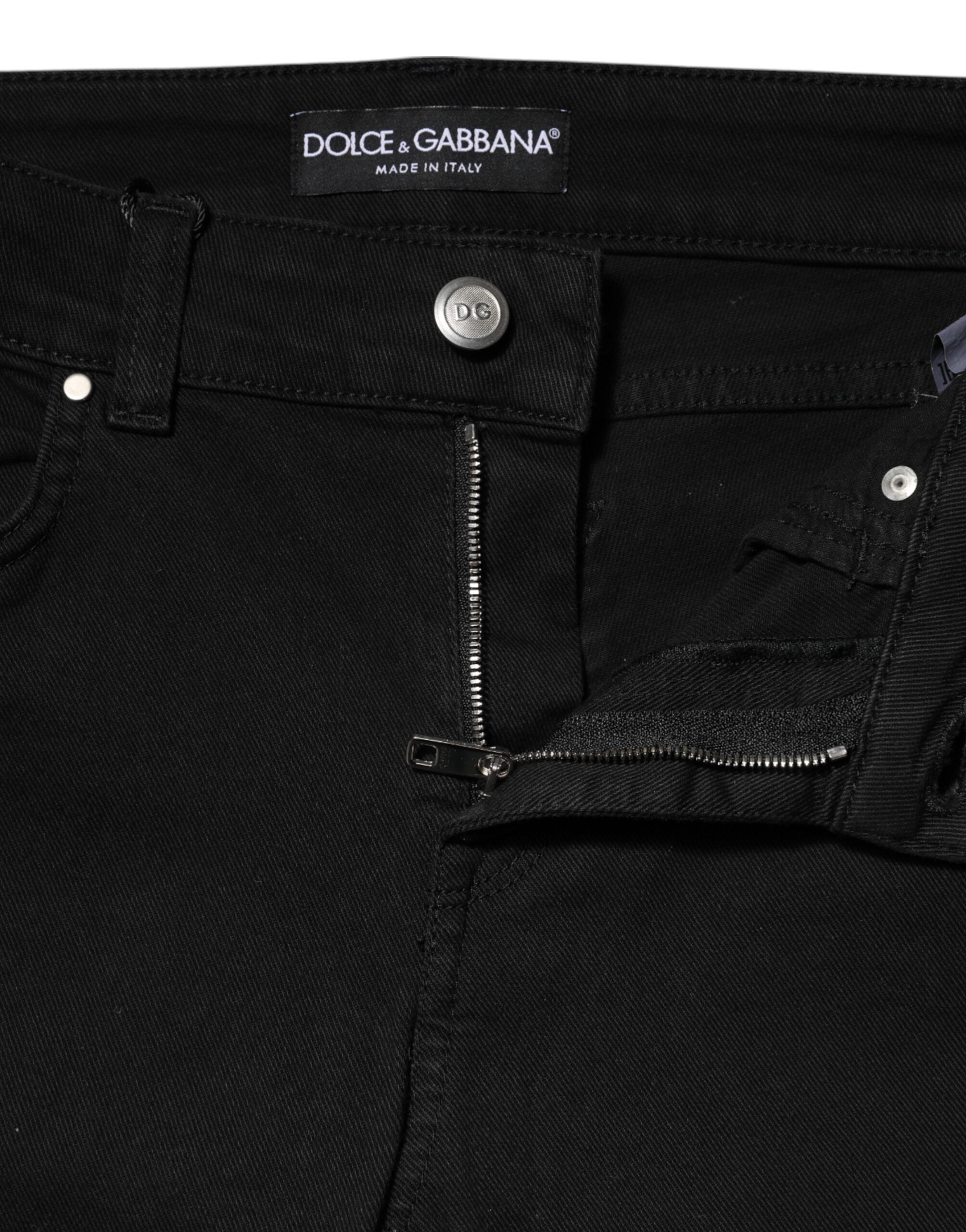 Dolce &amp; Gabbana Sorte Bomulds Skinny Mellemhøj Talje Denim Jeans 